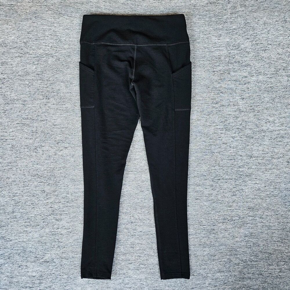 WoolX Women's Medium Merino Wool Blend Leggings Black Pockets Cold Weather